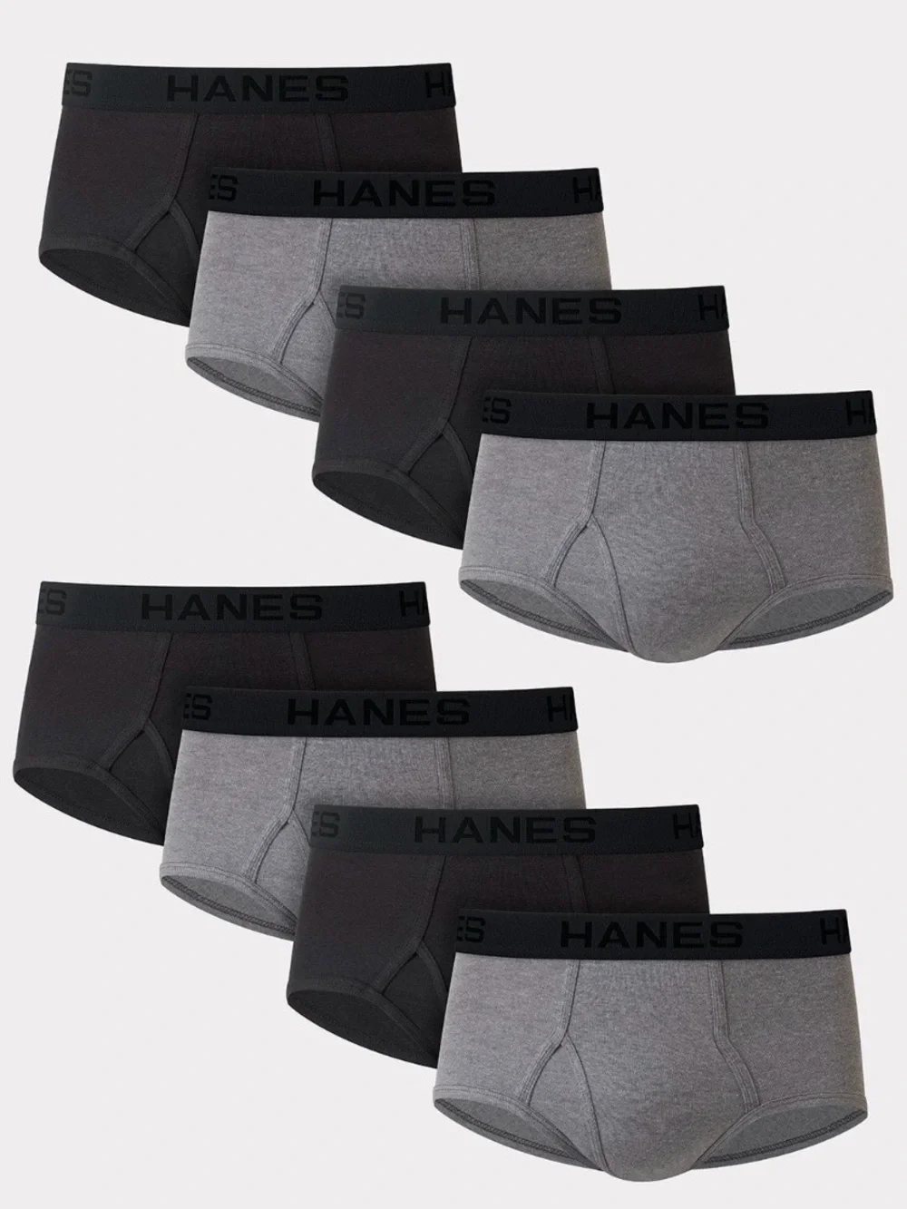 Hanes Men’s Tagless Briefs Black & Grey  8-Pack